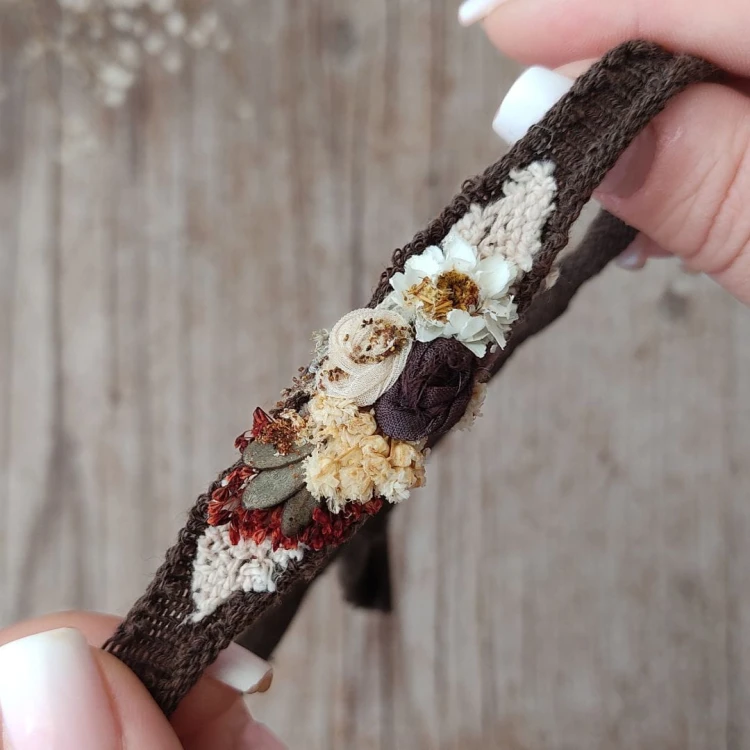 Nicole Chocolate newborn headband — handcrafted floral accessory.jpg