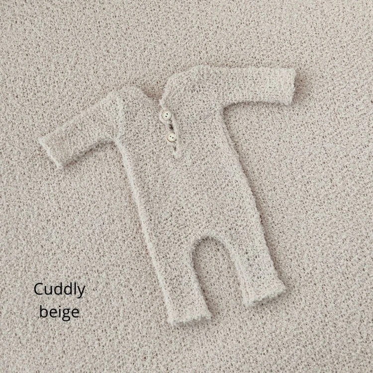 newborn romper and matching backdrop cuddly - beige.jpg