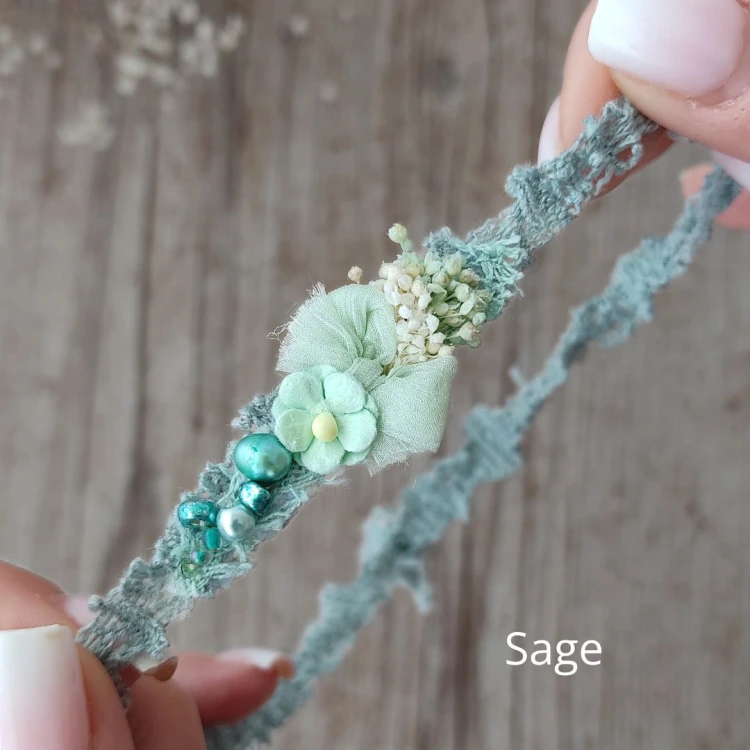 Sage newborn headband from the collection Marta, close up.jpg